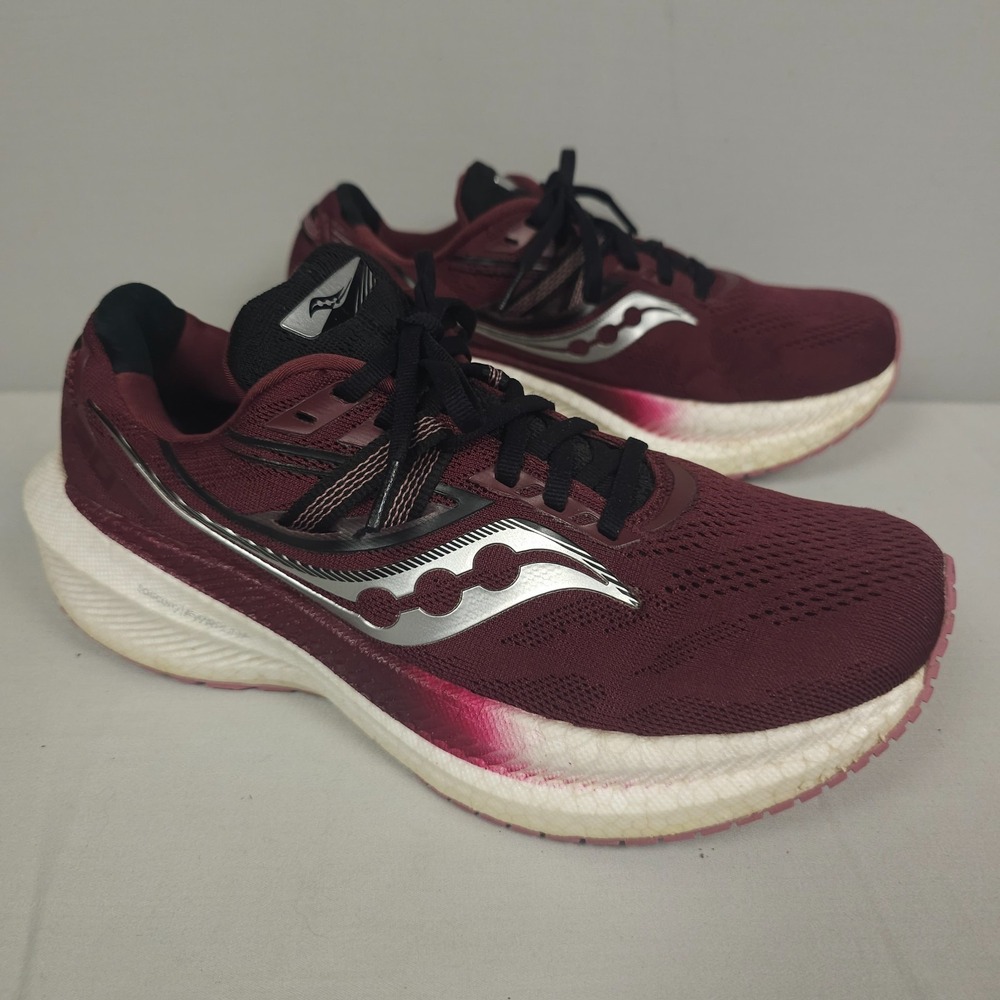 Saucony Triumph 20 Running Shoes Women Size 8.5 Sundown Rose Maroon Red Mesh